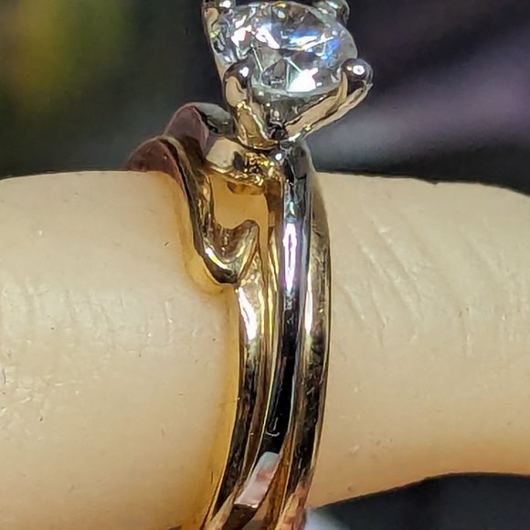 Engagment Vintage Ring Signed Uncas 8mm ZIRCONIA 18K HGE STERLING tarnish free - Picture 9 of 10